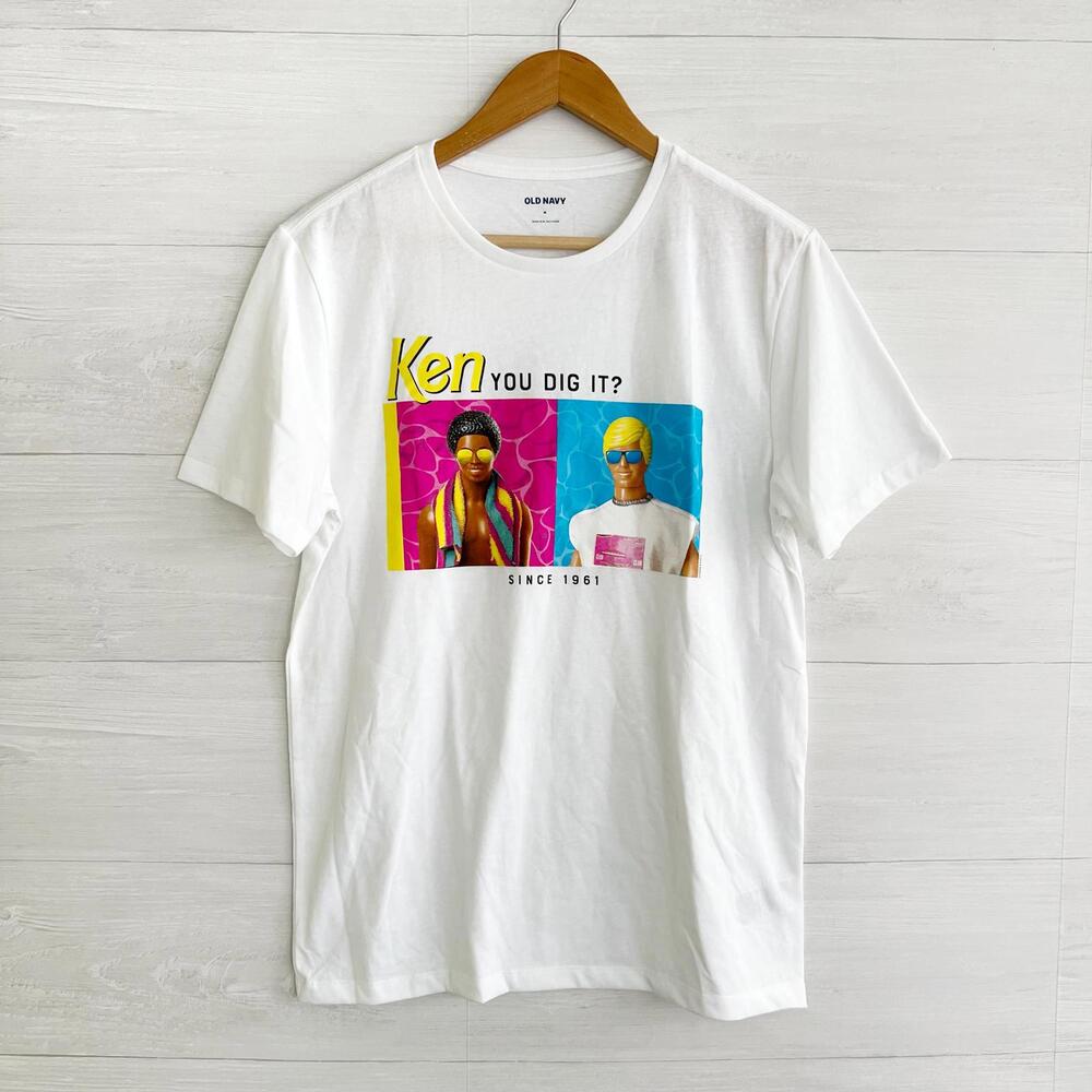 NWT Old Navy Barbie “Ken You Dig It” white short sleeve t-shirt, M
